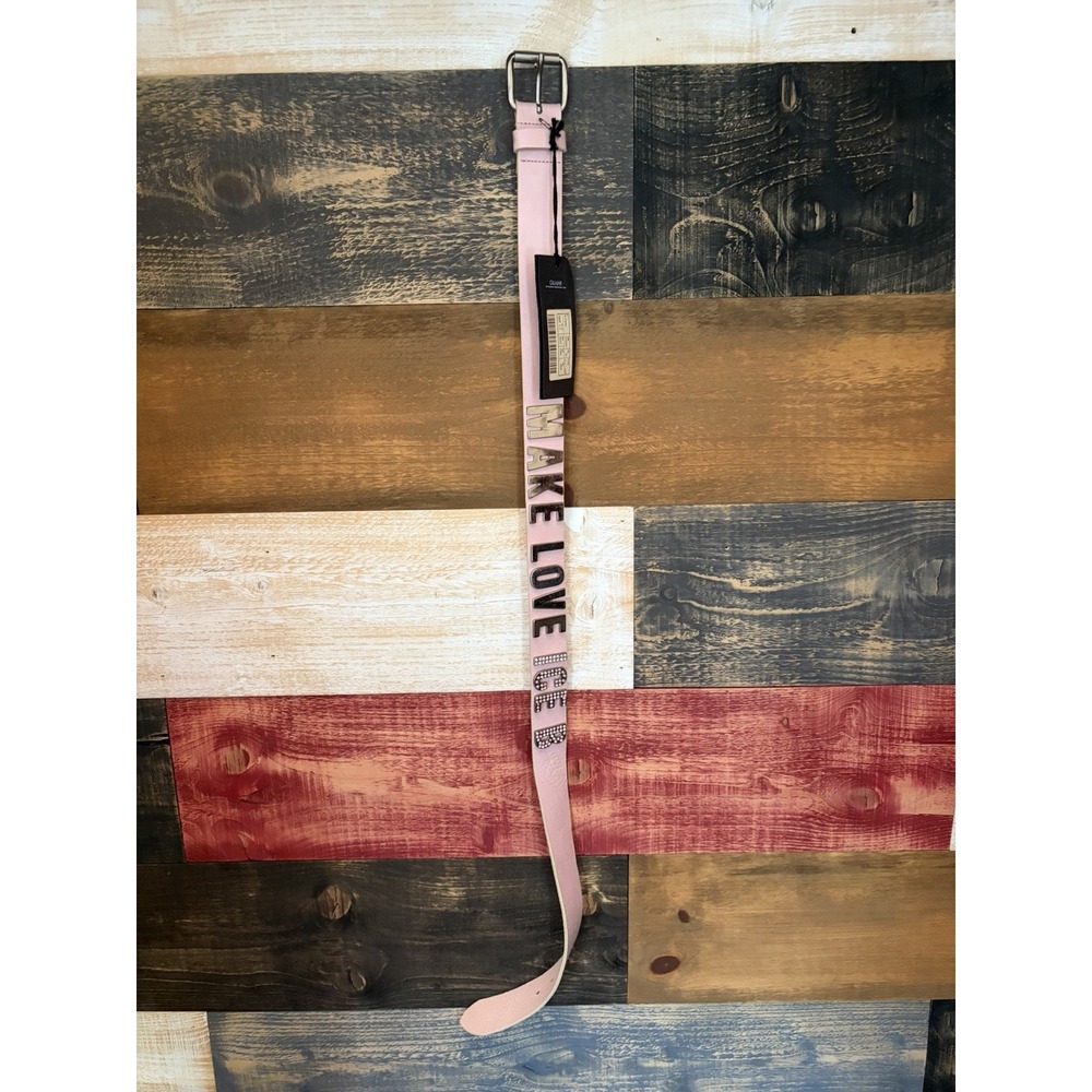 NOS Vintage Y2K Iceberg ICE B Pink Studded Belt Make Love 42 Women Italy Leather